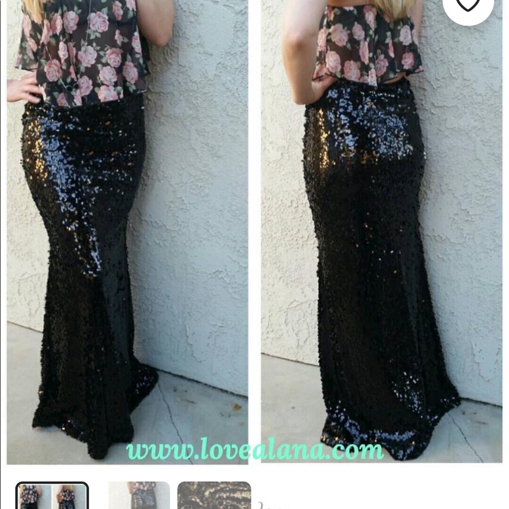 Black maxi sequin floor length skirt. NWOT